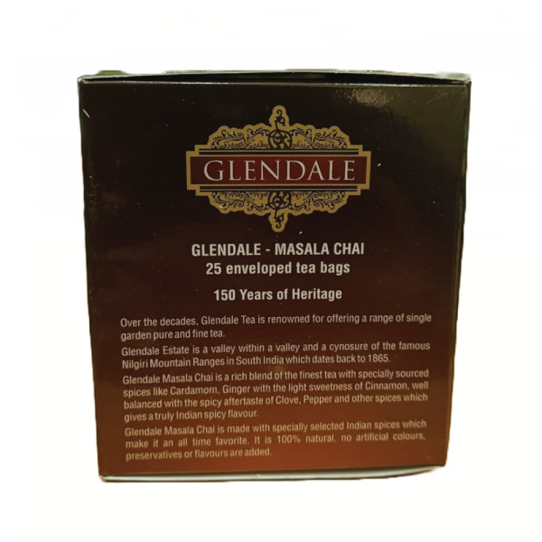 GLENDALE Masala Chai | 25 Enveloped Tea Bags | Pack of 1 | Total 25 Dip Tea Bags | High Grown Nilgiri Tea | 100% Natural | No Artificial Flavours Added - Image 3