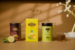 GLENDALE COMBO |  Masala Chai Tea Tin 100g (Pack of 1) | Moringa Tea Tin 100g (Pack of 1) | Lemon Green Tea 25 Enveloped Tea Bags (Pack of 1)