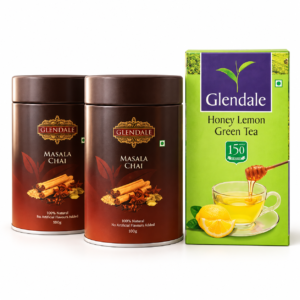 Buy 2 Get 1 Free - Buy Glendale Masala Chai Tea Tin 100g (Pack of 2) 150 Years Heritage | Get Honey Lemon Green Tea 25 Enveloped Tea Bags (Pack of 1)