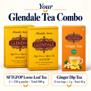 Buy 2 Get 1 Free - Glendale High Grown Nilgiris Tea - Fresh Nilgiris Tea SFTGFOP- Loose Leaf Nilgiris Tea - Single Garden Nilgiris Tea Loose Leaves - Premium Nilgiris Tea - 250g (Pack of 2) - Ginger Tea Dip (Pack of 1)