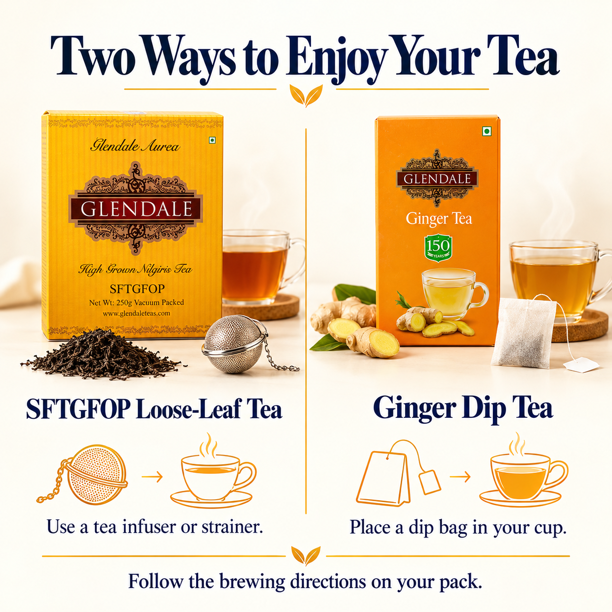 Buy 2 Get 1 Free - Glendale High Grown Nilgiris Tea - Fresh Nilgiris Tea SFTGFOP- Loose Leaf Nilgiris Tea - Single Garden Nilgiris Tea Loose Leaves - Premium Nilgiris Tea - 250g (Pack of 2) - Ginger Tea Dip (Pack of 1) - Image 3