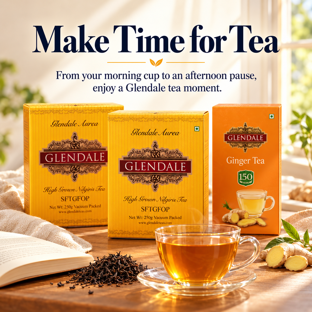 Buy 2 Get 1 Free - Glendale High Grown Nilgiris Tea - Fresh Nilgiris Tea SFTGFOP- Loose Leaf Nilgiris Tea - Single Garden Nilgiris Tea Loose Leaves - Premium Nilgiris Tea - 250g (Pack of 2) - Ginger Tea Dip (Pack of 1) - Image 2